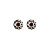 Garnet, Marcasite and Sterling Silver