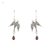 Garnet, Marcasite and Sterling Silver